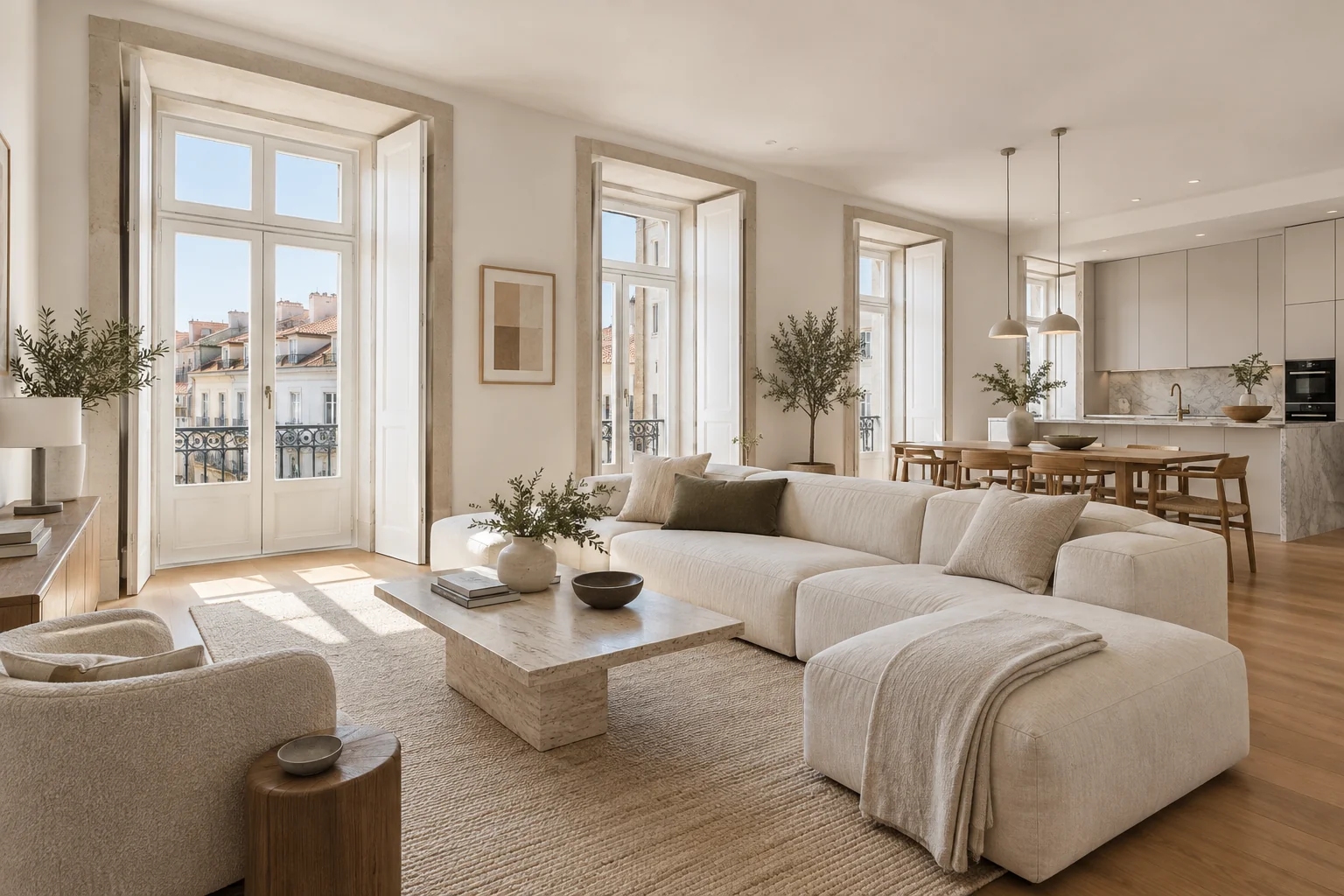Exemplo ilustrativo de apartamento remodelado com sala luminosa