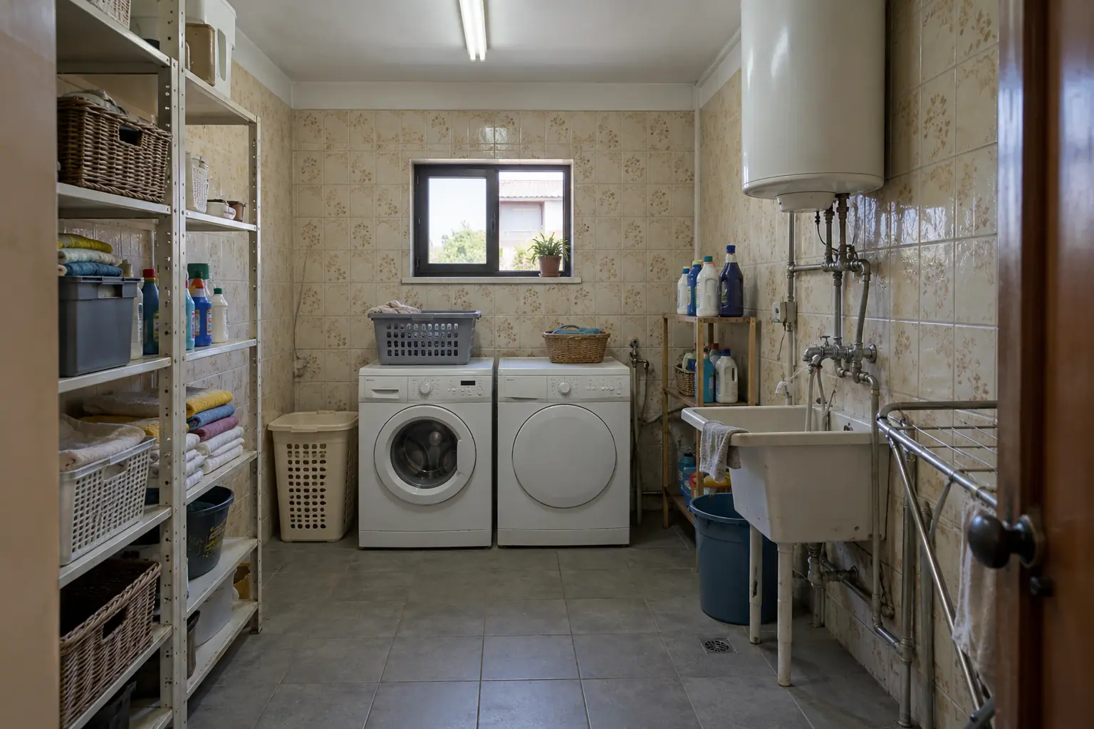 Simulação de lavandaria e arrumos antes da remodelação