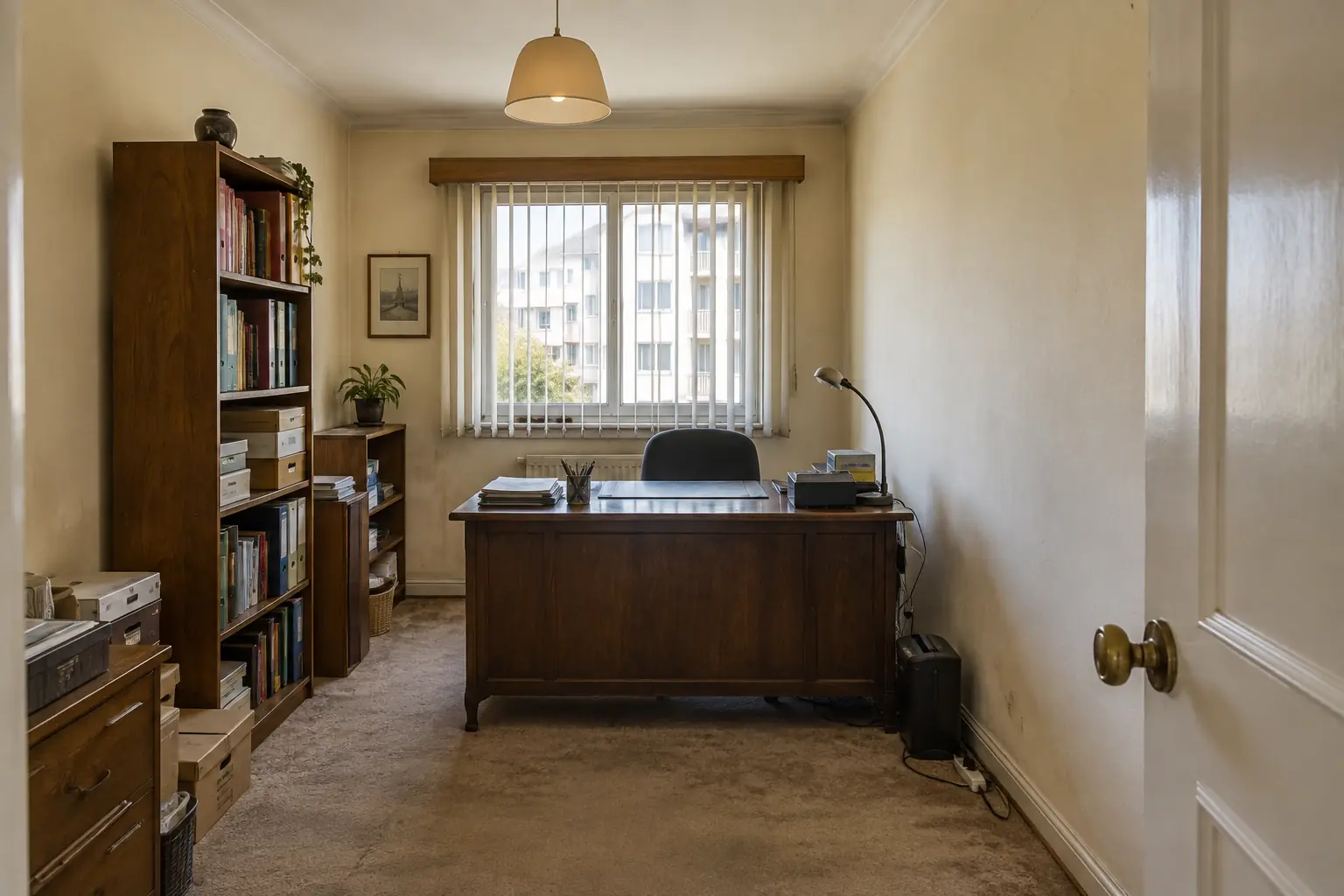 Simulação de escritório antes da remodelação
